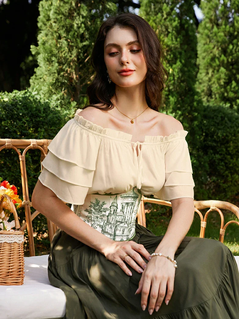 Renaissance Off Shoulder Peasant Pirate Tops - Image 29