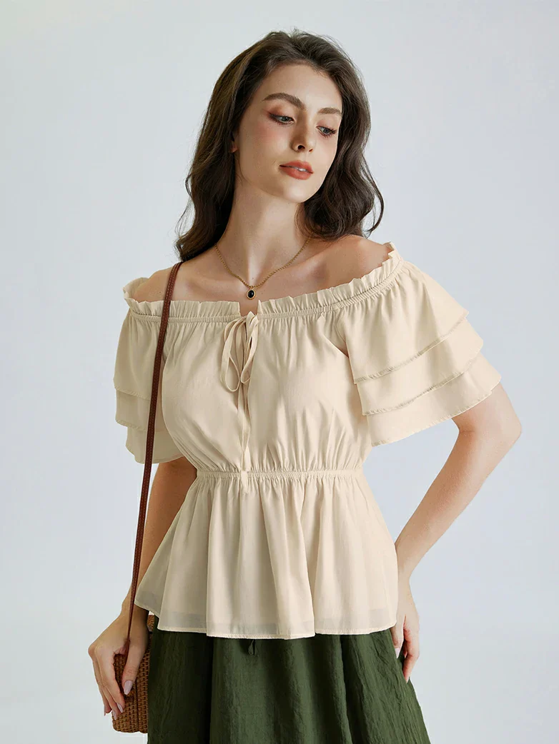 Renaissance Off Shoulder Peasant Pirate Tops - Image 30