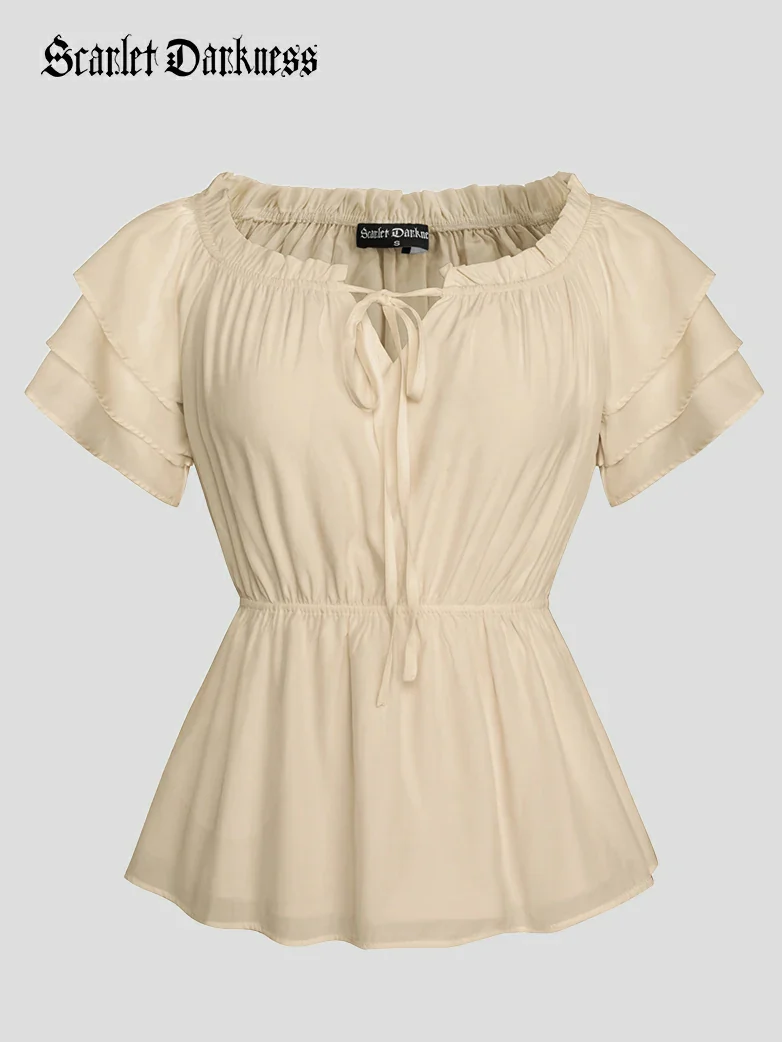 Renaissance Off Shoulder Peasant Pirate Tops - Image 32