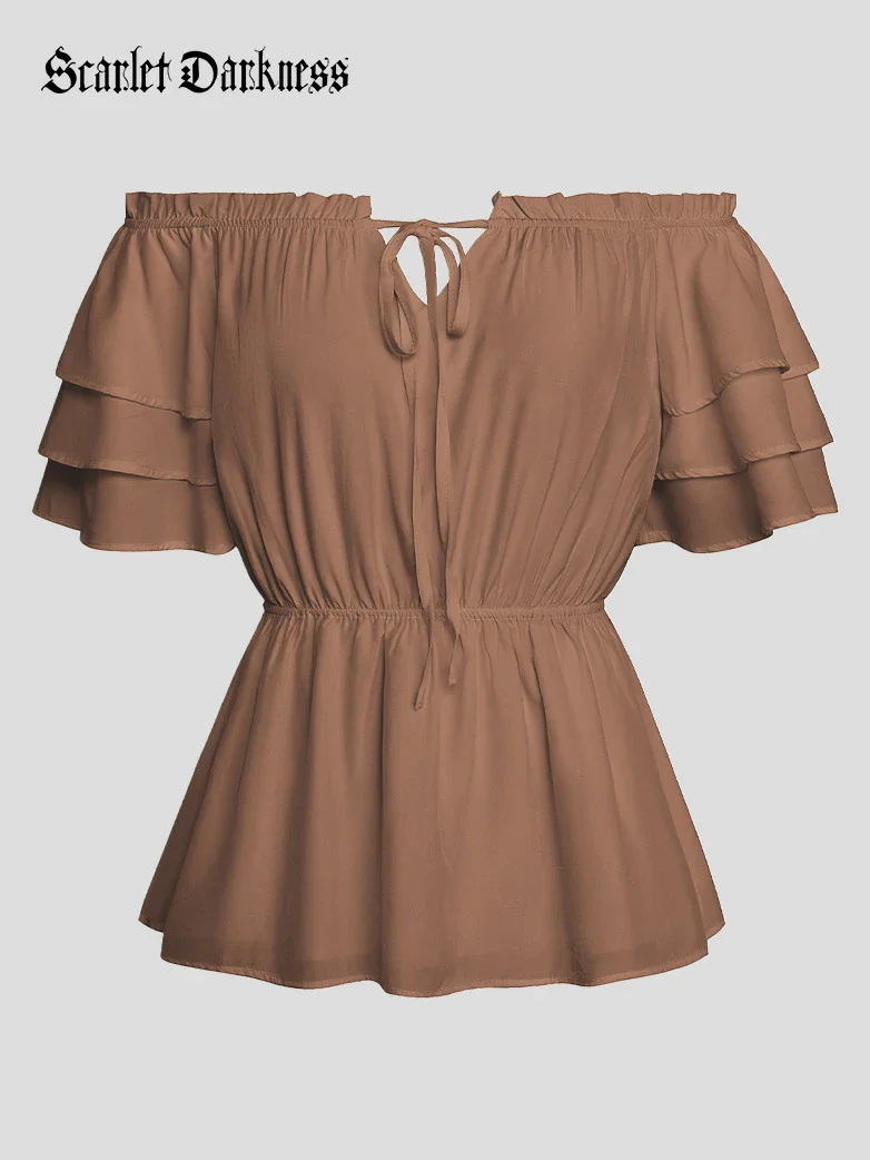 Renaissance Off Shoulder Peasant Pirate Tops - Image 34