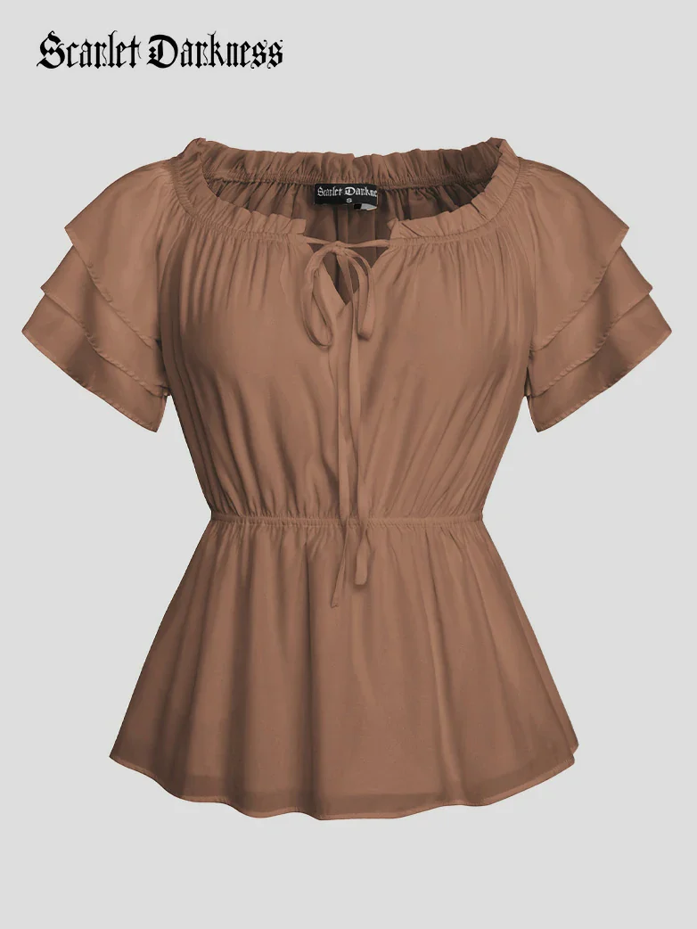 Renaissance Off Shoulder Peasant Pirate Tops - Image 35
