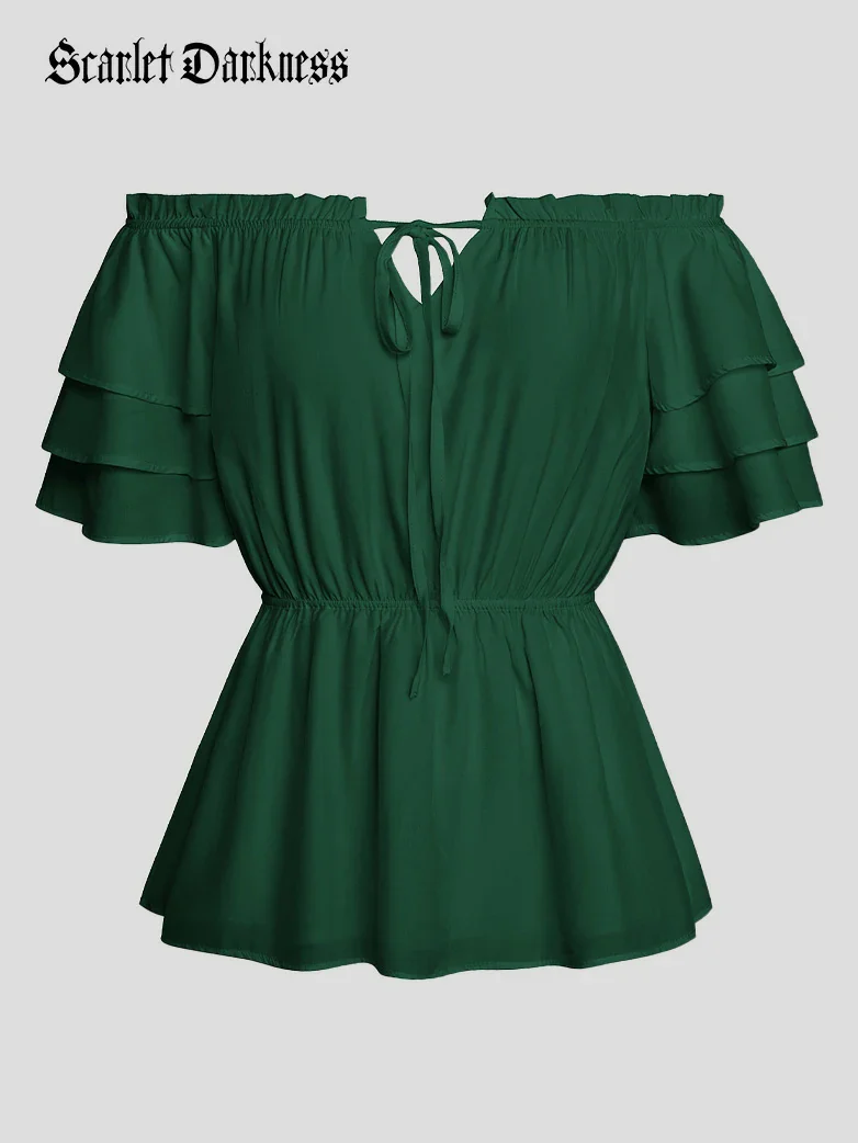 Renaissance Off Shoulder Peasant Pirate Tops - Image 39
