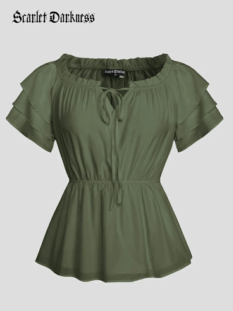 Renaissance Off Shoulder Peasant Pirate Tops - Image 46