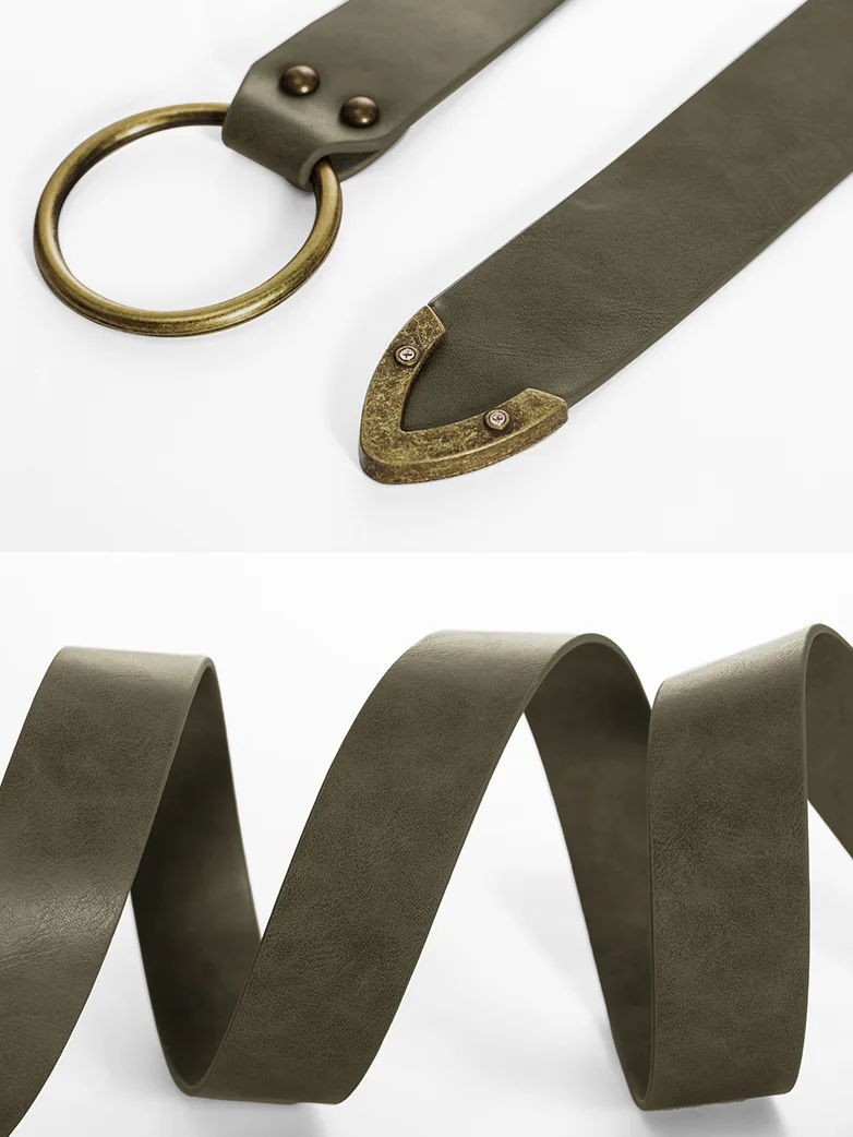 Ren Faire Leather Belt 159*3.5cm O Ring Belt - Image 11