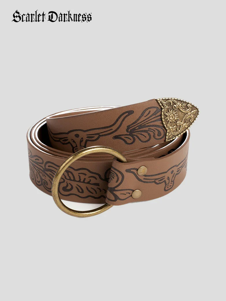 Ren Faire Leather Belt 159*3.5cm O Ring Belt - Image 32