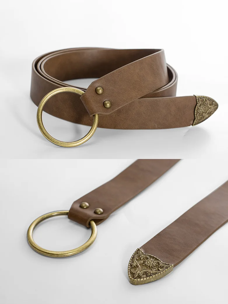 Ren Faire Leather Belt 159*3.5cm O Ring Belt - Image 4