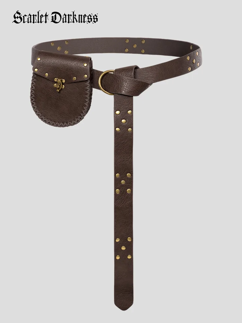 Renaissance Leather Waist Belt with Bag - Image 14