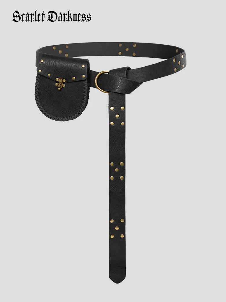 Renaissance Leather Waist Belt with Bag - Image 21