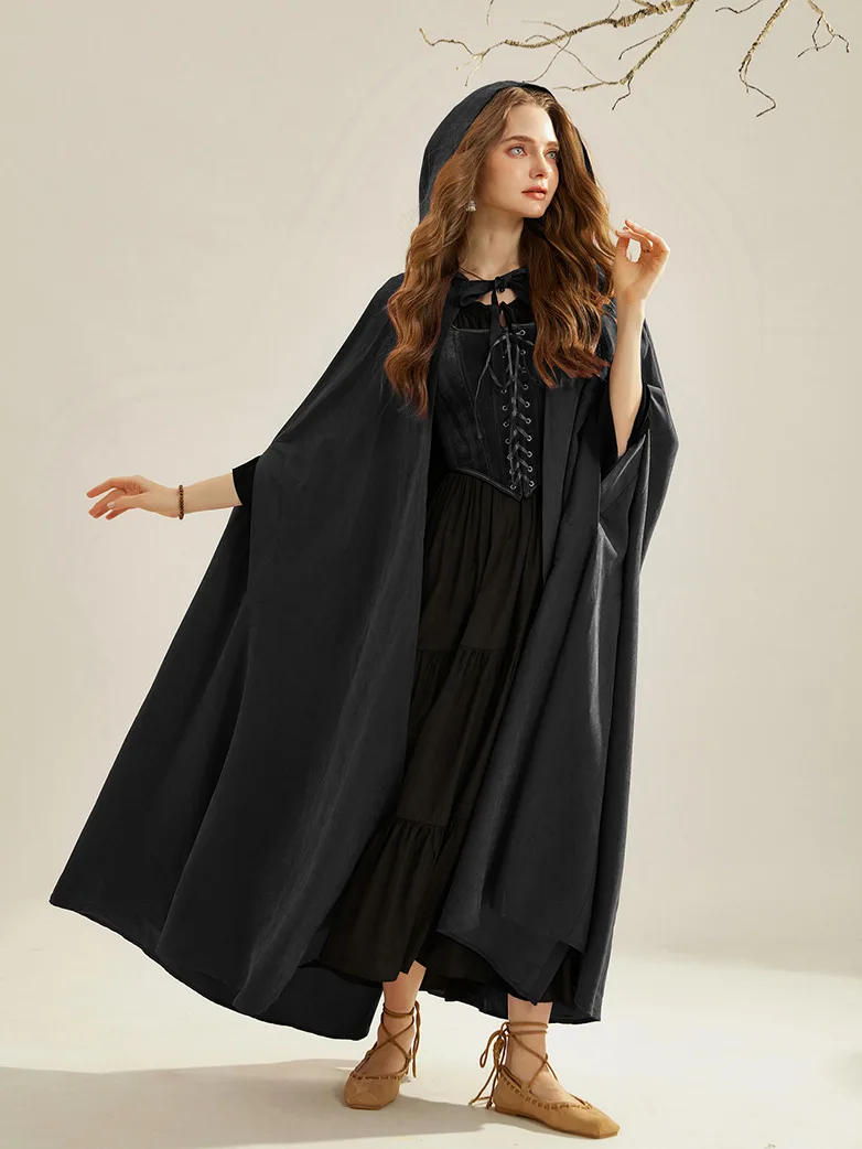 Unsex Medieval Hooded Cape Warrior Mid-Calf Cloak - Image 15