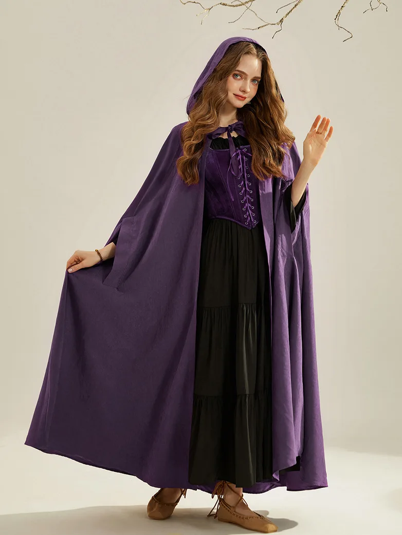 Unsex Medieval Hooded Cape Warrior Mid-Calf Cloak - Image 33