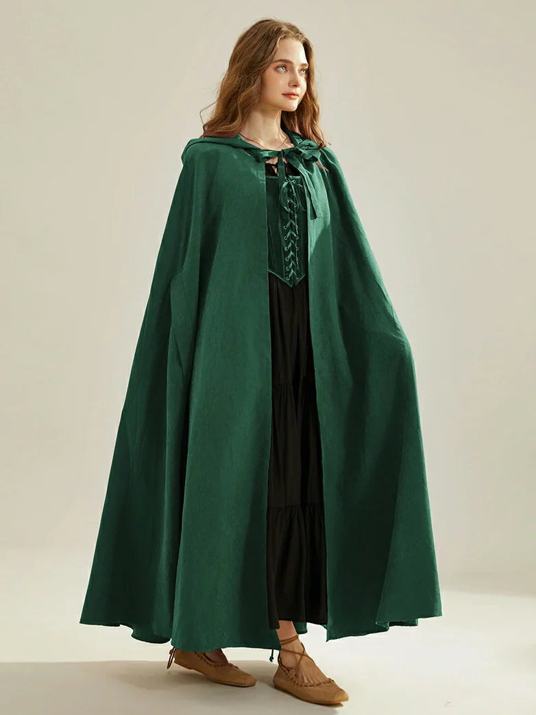 Unsex Medieval Hooded Cape Warrior Mid-Calf Cloak - Image 42