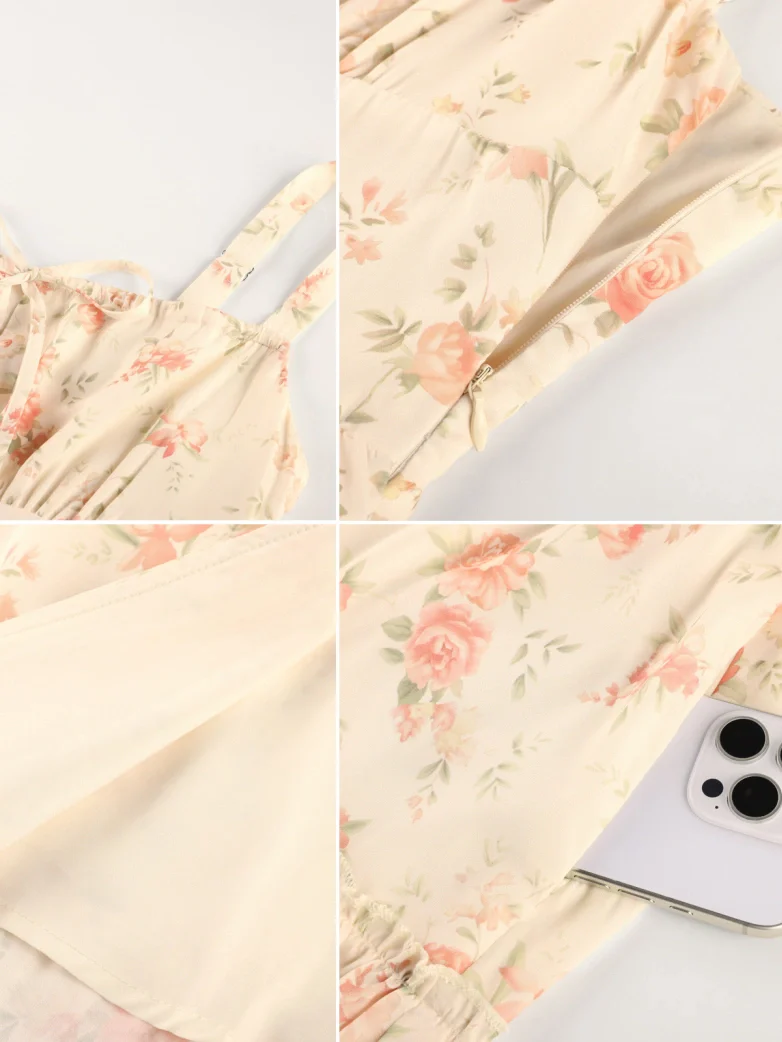 Valentine's Day Floral Summer Front Slit Pocket Dress - Image 12