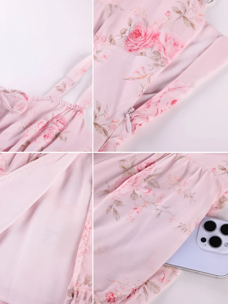 Valentine's Day Floral Summer Front Slit Pocket Dress - Image 14