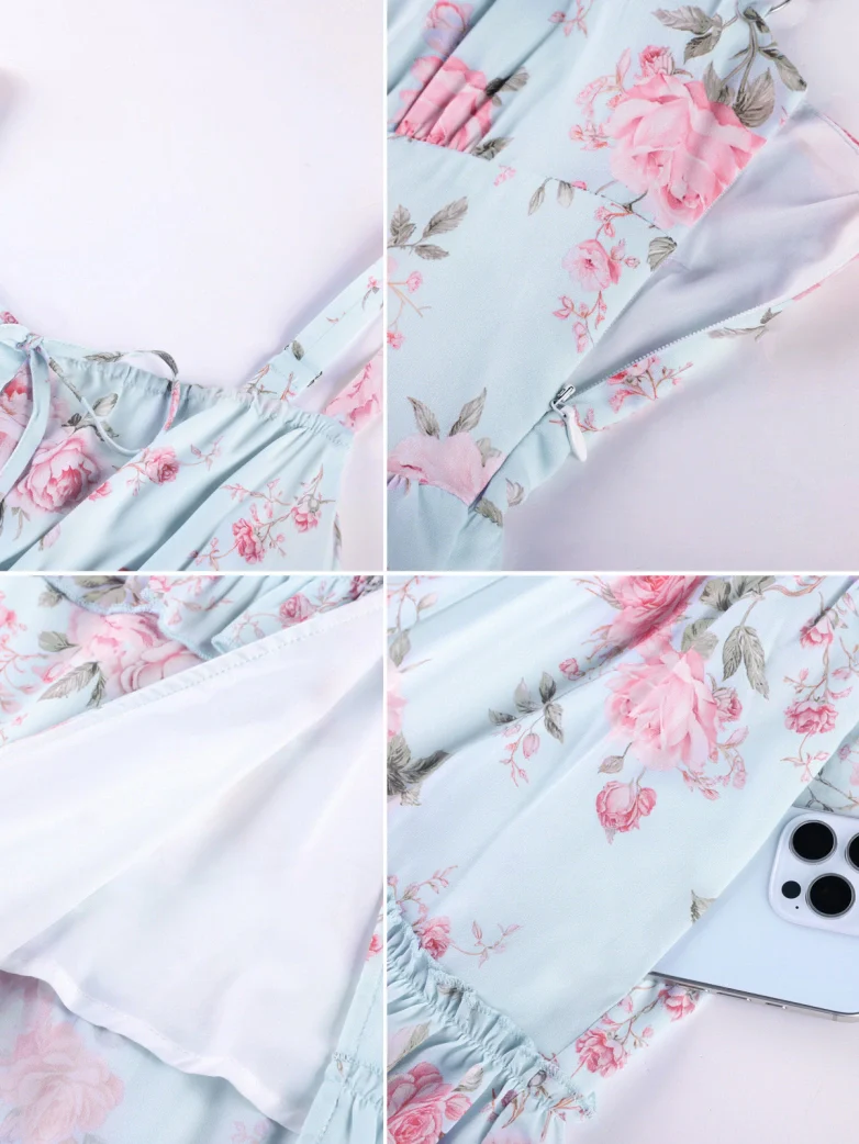 Valentine's Day Floral Summer Front Slit Pocket Dress - Image 20