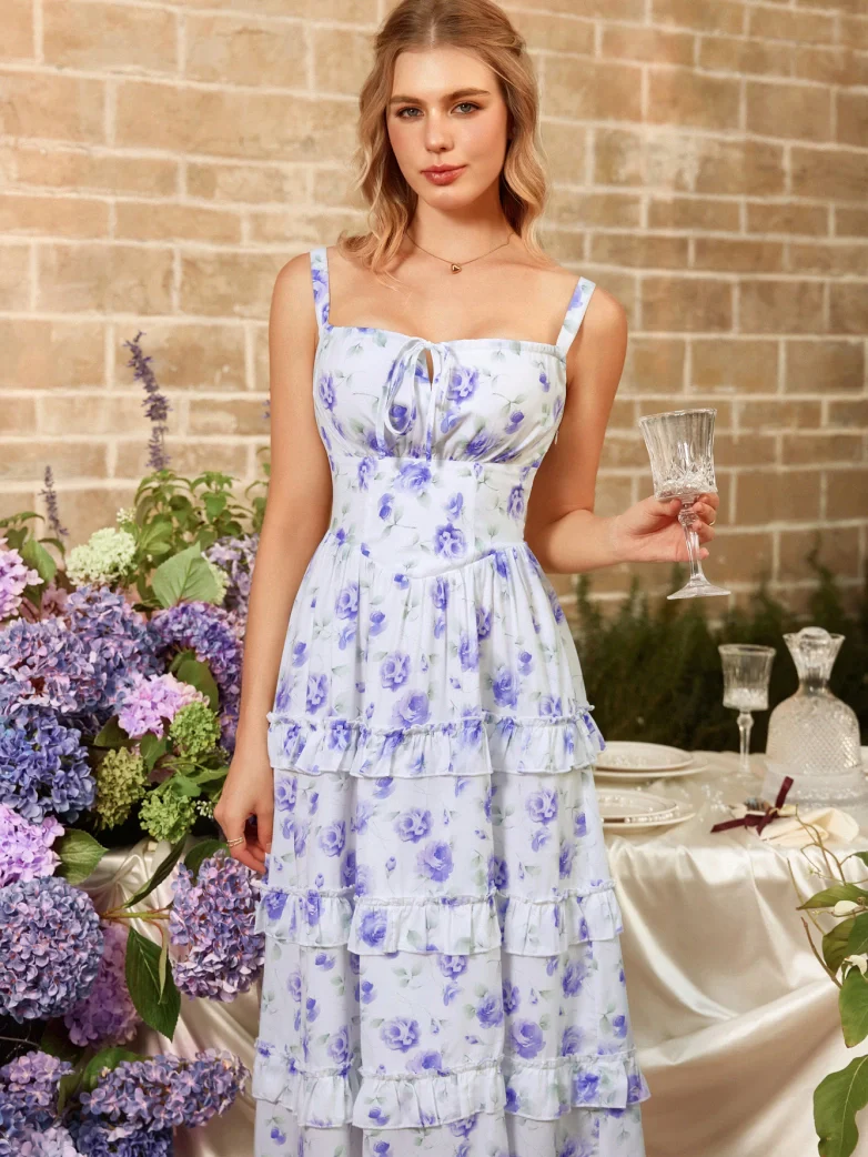 Valentine's Day Floral Summer Front Slit Pocket Dress - Image 23