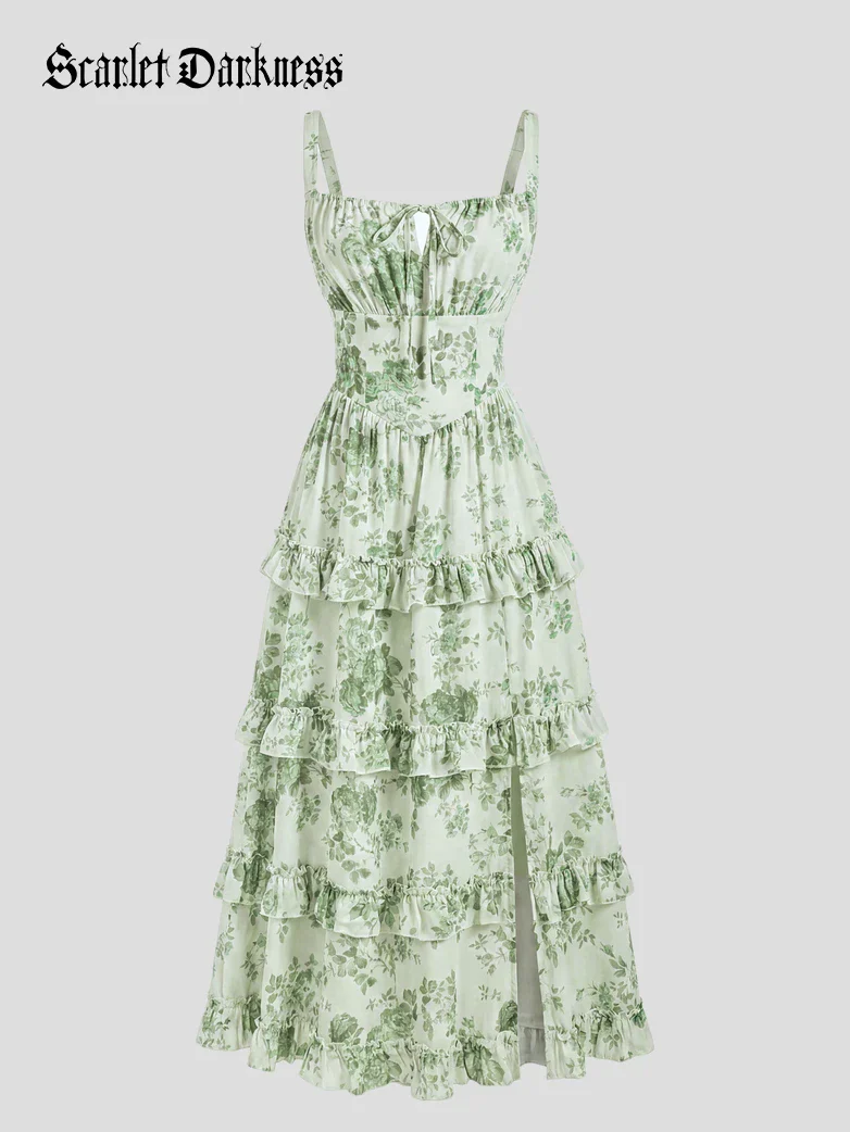 Valentine's Day Floral Summer Front Slit Pocket Dress - Image 45