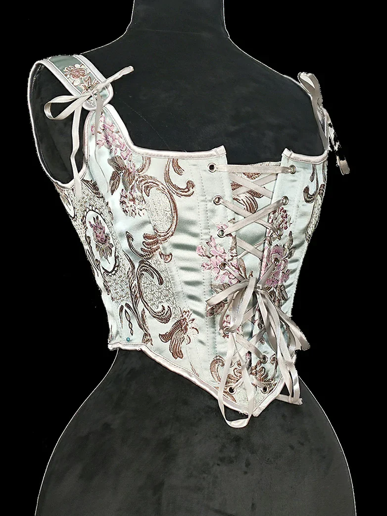 Royal Blue Victorian Jacquard Corset with Lace up - Image 11