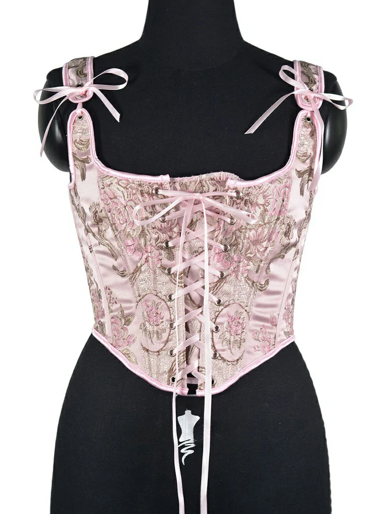 Royal Blue Victorian Jacquard Corset with Lace up - Image 12