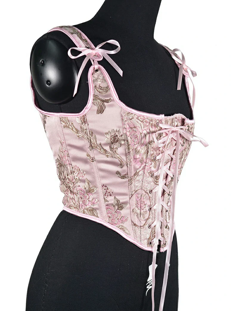 Royal Blue Victorian Jacquard Corset with Lace up - Image 13