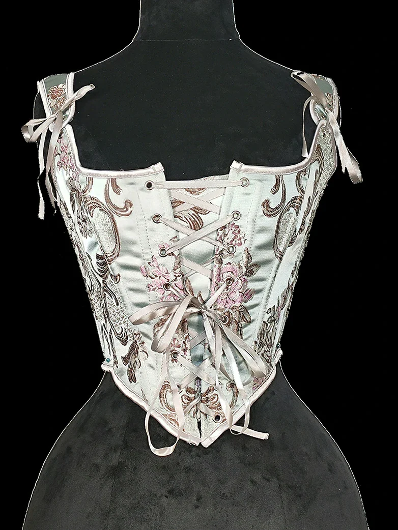 Royal Blue Victorian Jacquard Corset with Lace up - Image 19