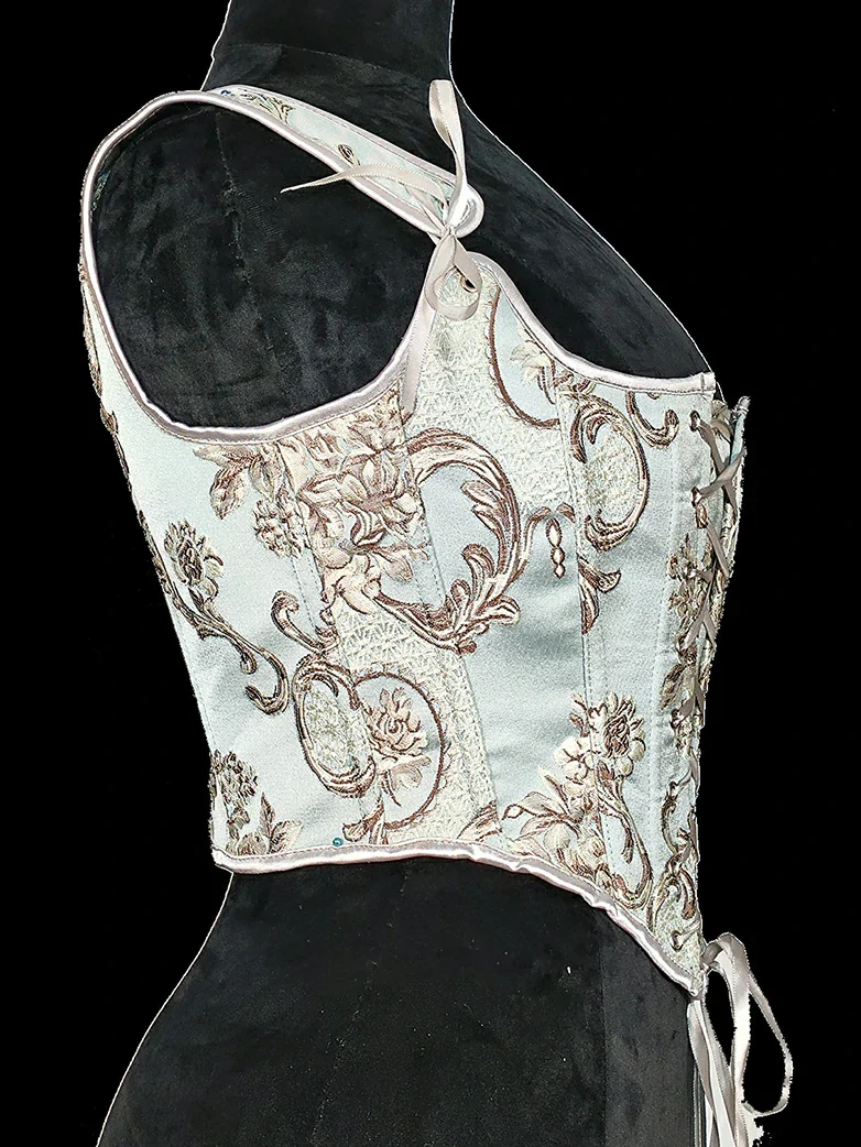 Royal Blue Victorian Jacquard Corset with Lace up - Image 20