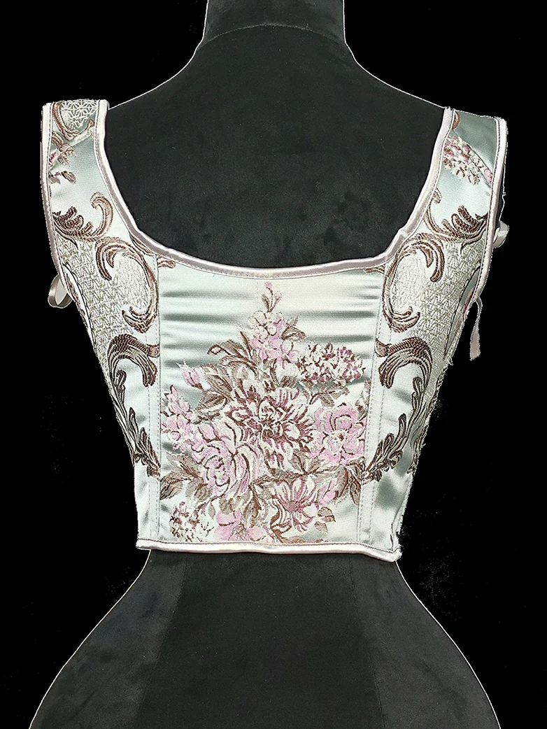 Royal Blue Victorian Jacquard Corset with Lace up - Image 21