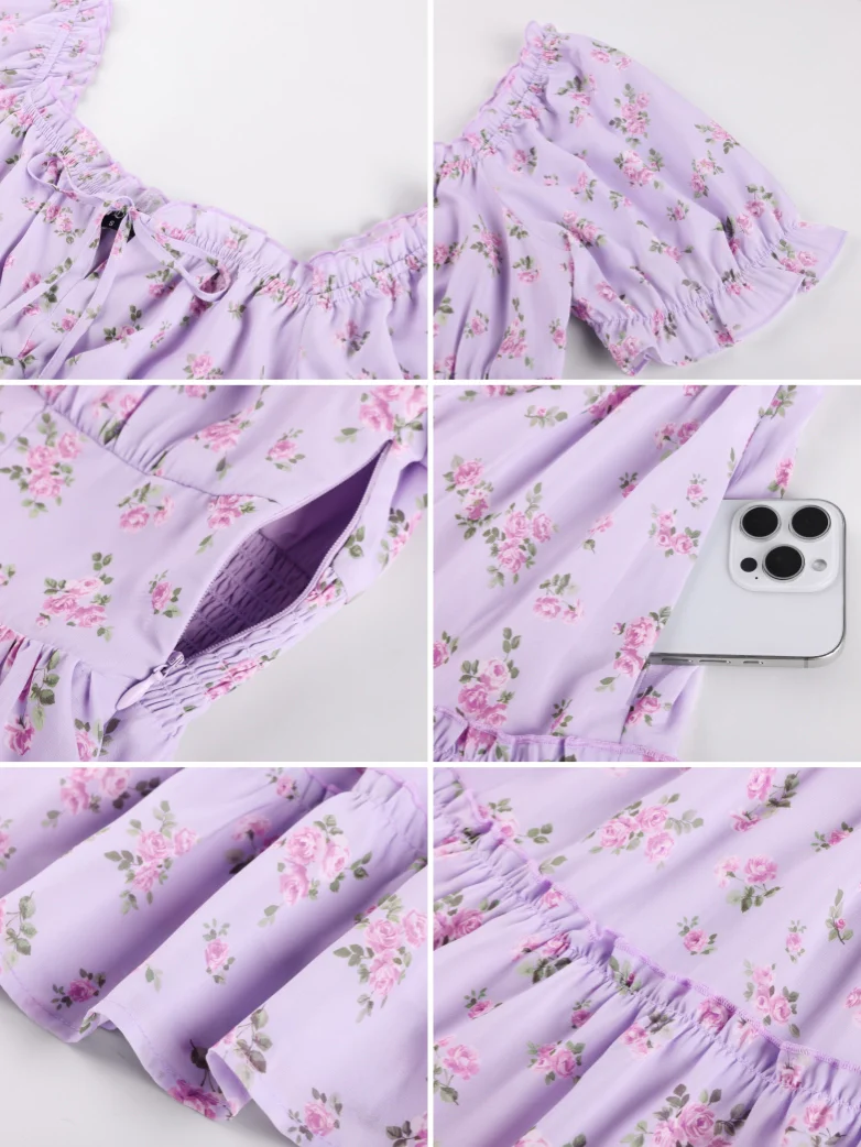 Victorian Summer Floral Pockets Dresses for Women - Image 2