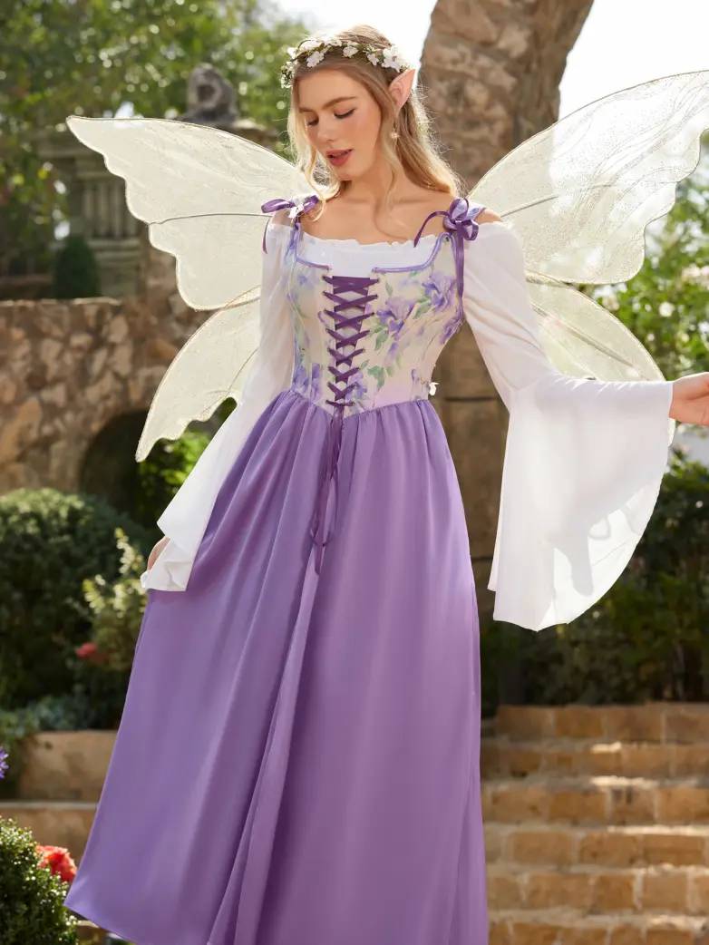 Whimsical Fantasy Jacquard Fairy Costume Dress - Image 15