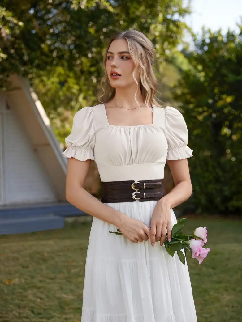 Victorian Pleated Ruched Slim Fit Short Sleeve Tops - Image 9
