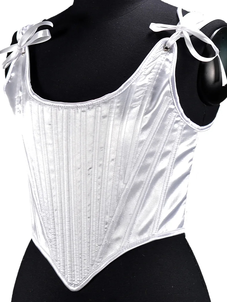 1850s Victorian Classical Satin Herringbone Corset - Image 11