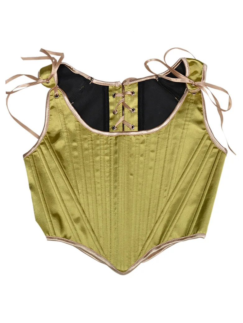 1850s Victorian Classical Satin Herringbone Corset - Image 12