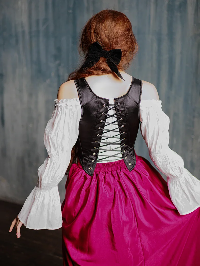 1850s Victorian Classical Satin Herringbone Corset - Image 5
