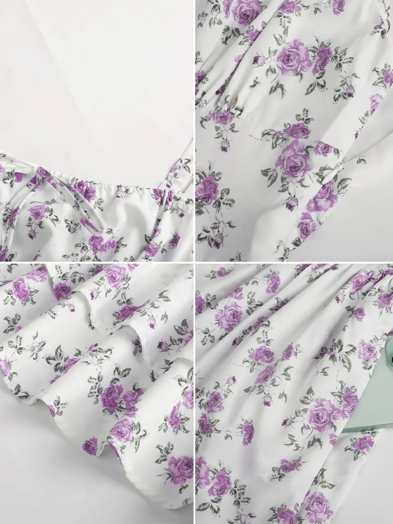 Women Summer Floral Puffy Corset Dress - Image 12