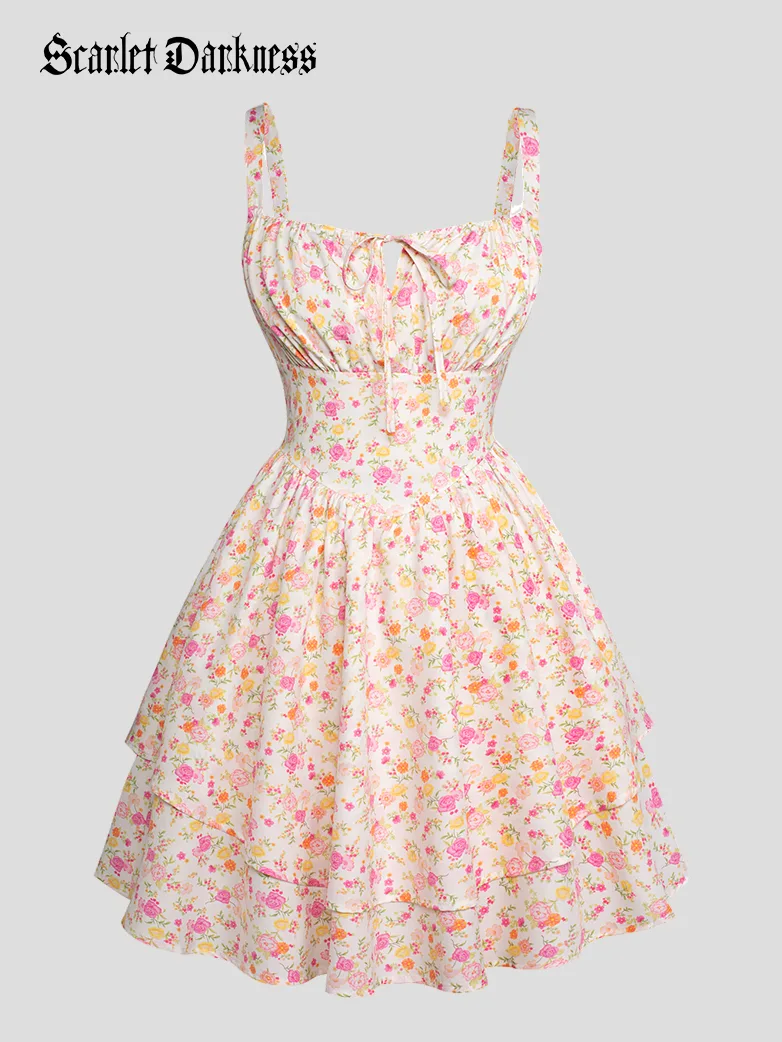 Women Summer Floral Puffy Corset Dress - Image 13