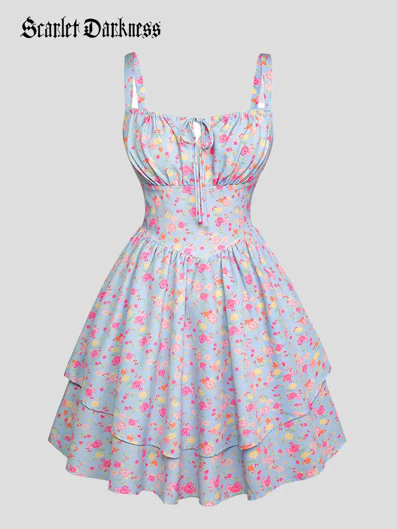 Women Summer Floral Puffy Corset Dress - Image 20