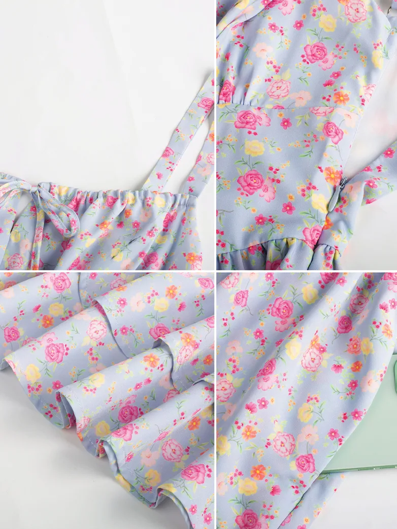 Women Summer Floral Puffy Corset Dress - Image 22