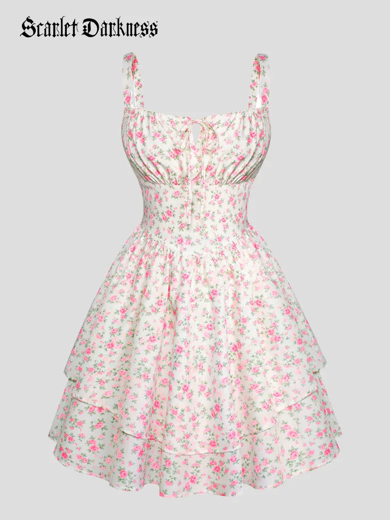 Women Summer Floral Puffy Corset Dress - Image 23