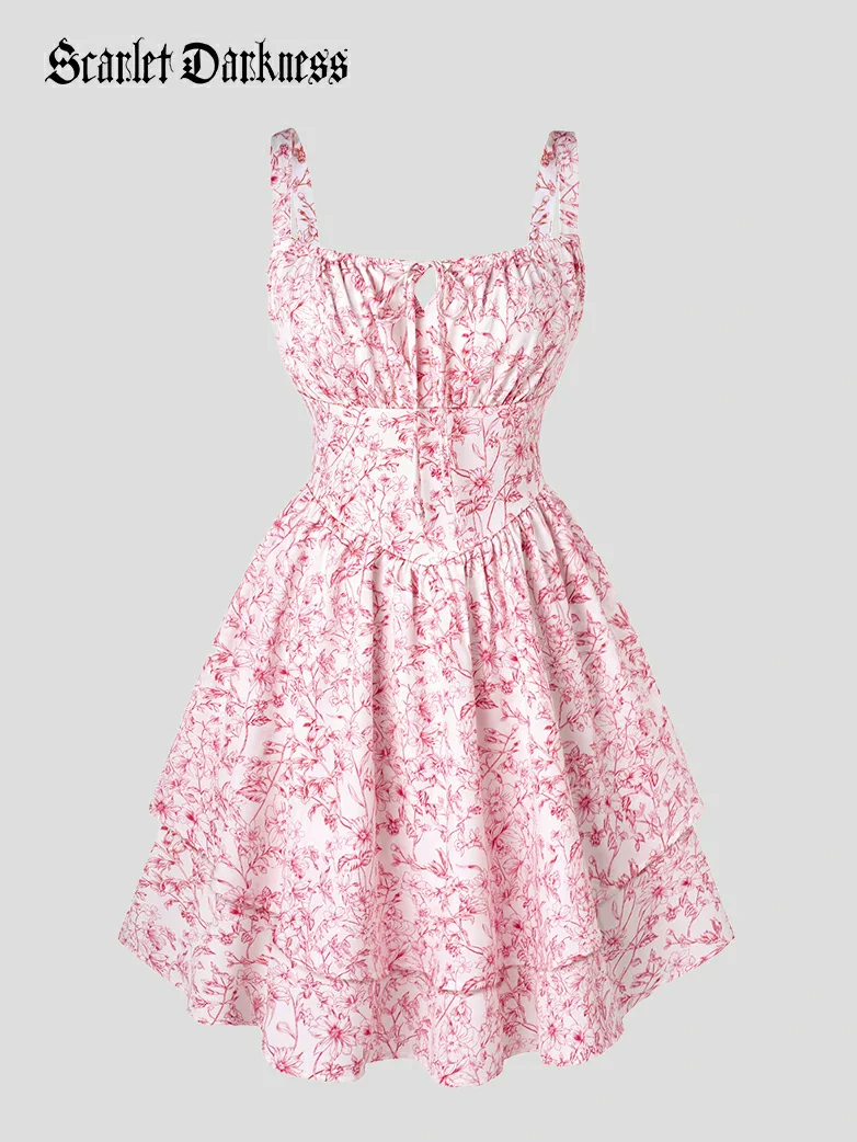 Women Summer Floral Puffy Corset Dress - Image 31