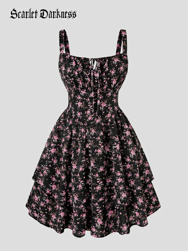 Women Summer Floral Puffy Corset Dress - Image 34