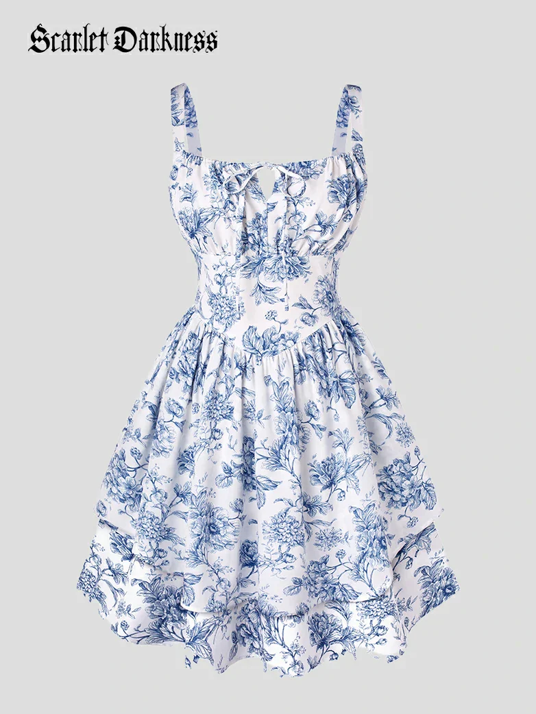 Women Summer Floral Puffy Corset Dress - Image 40