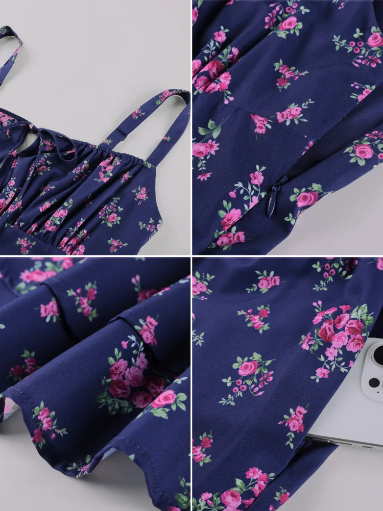 Women Summer Floral Puffy Corset Dress - Image 44