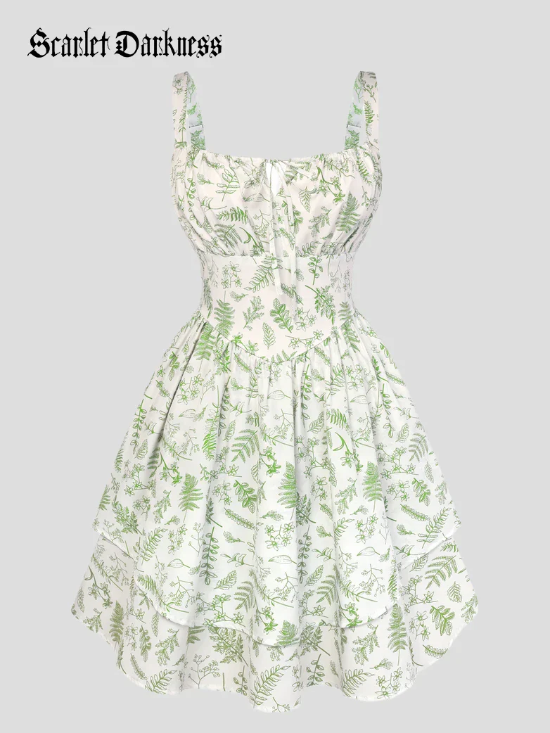 Women Summer Floral Puffy Corset Dress - Image 45