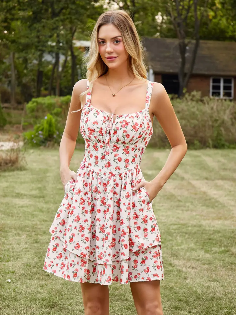 Women Summer Floral Puffy Corset Dress - Image 49