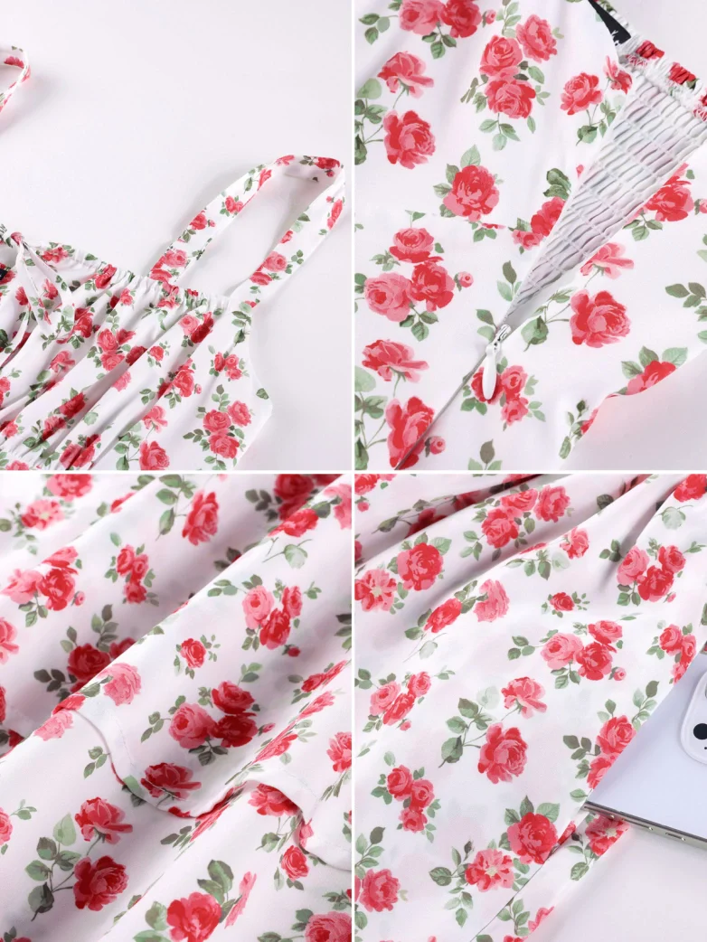 Women Summer Floral Puffy Corset Dress - Image 52