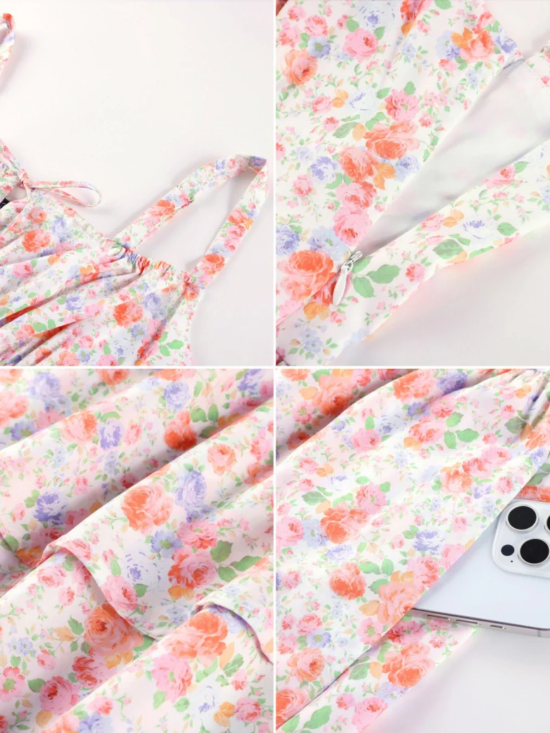 Women Summer Floral Puffy Corset Dress - Image 54