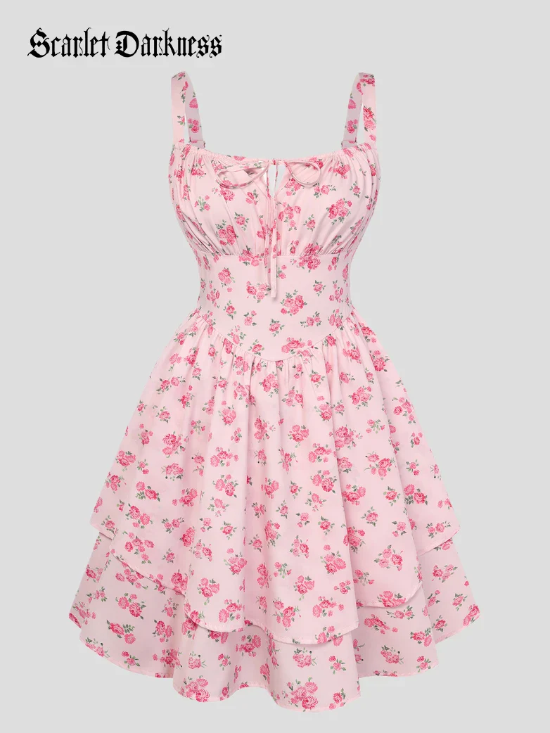 Women Summer Floral Puffy Corset Dress - Image 55