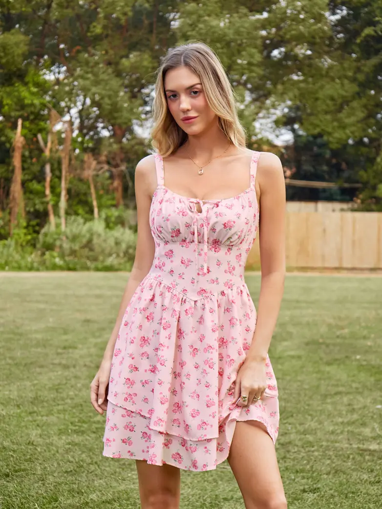 Women Summer Floral Puffy Corset Dress - Image 56