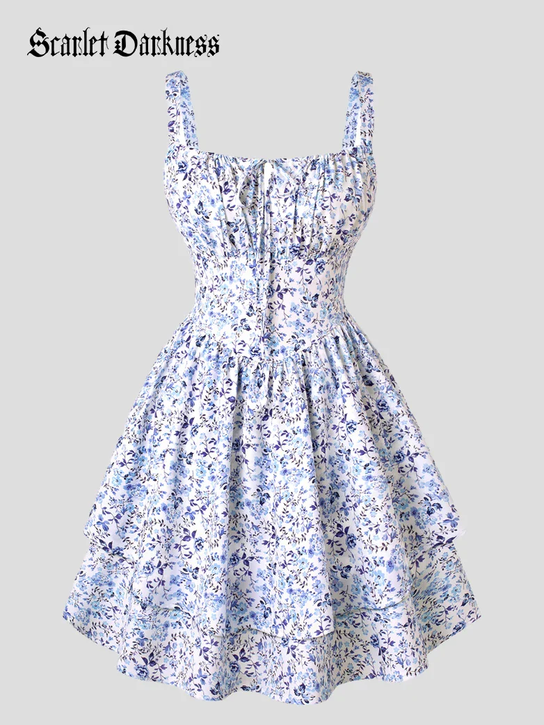 Women Summer Floral Puffy Corset Dress - Image 62