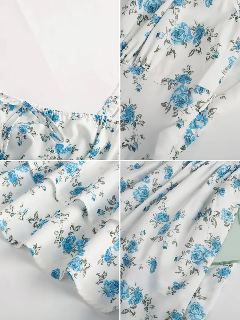 Women Summer Floral Puffy Corset Dress - Image 7