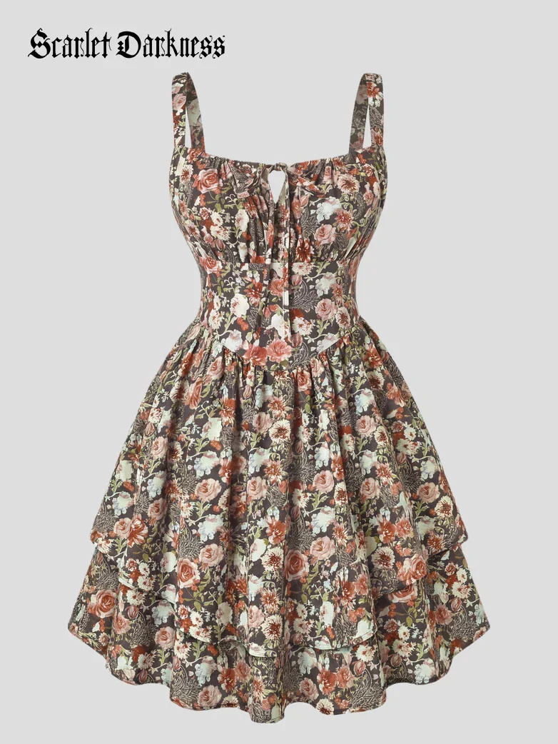 Women Summer Floral Puffy Corset Dress - Image 70